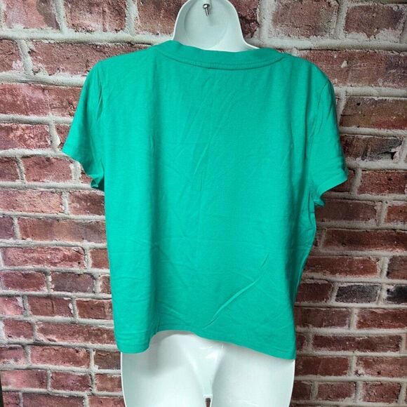 Universal Thread Cropped V-Neck Tee | Small | Emerald Green | 100% Cotton - Picture 5 of 5